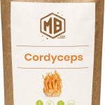 Front view of MB Superfoods Premium Cordyceps Sinensis Powder 100g bag with eco-friendly packaging