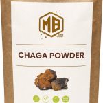 Front view of MB Superfoods Premium Chaga Mushroom Powder 100g bag with eco-friendly packaging