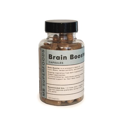 Brain Booster capsules MB Superfoods bottle 120 capsules lion’s mane blend supplement