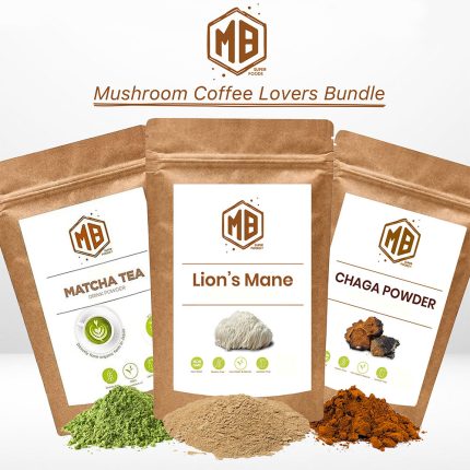 Mushroom Coffee Lovers Bundle by MB Superfoods – A premium blend of Lion’s Mane, Chaga, and Matcha powders to enhance coffee with cognitive and immune support.