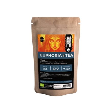 Shamanita Euphoria BIO Tea pouch with ritual brewing instructions and natural ingredients.