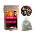 Shamanita FireHerb BIO Tea pouch with loose herbal blend and filled tea bag.