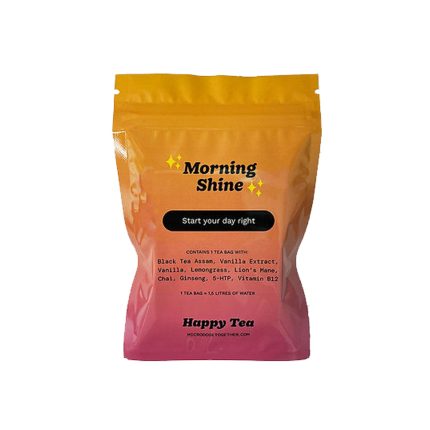 Morning Shine Tea pouch with vanilla chai and nootropic ingredients from MB Superfoods.