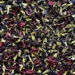 colourful herbal tea blend with butterfly pea flower, hibiscus, lavender and botanicals