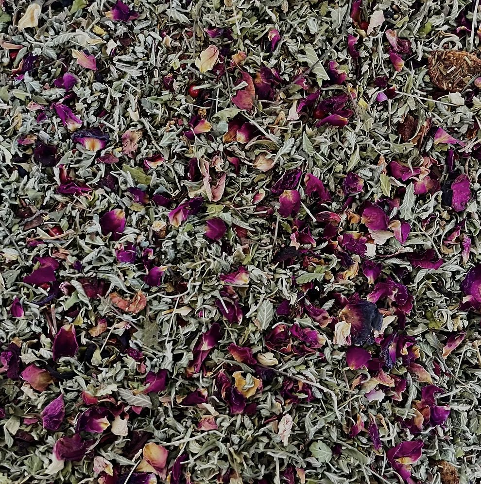 FUEGO Tea Loose Blend – Damiana, Maca & Cordyceps FUEGO tea loose herbal blend with damiana rose petals chilli maca and cordyceps