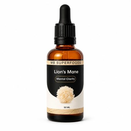 MB Superfoods Lion's Mane Extract Drops 50ml mushroom extract tincture in amber glass dropper bottle
