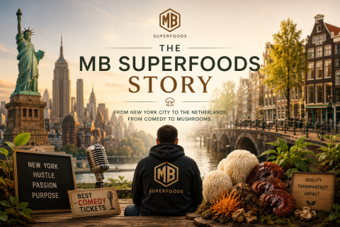 MB Superfoods story featuring founder Joseph Santiago's journey from New York City to the Netherlands and his passion for mushrooms